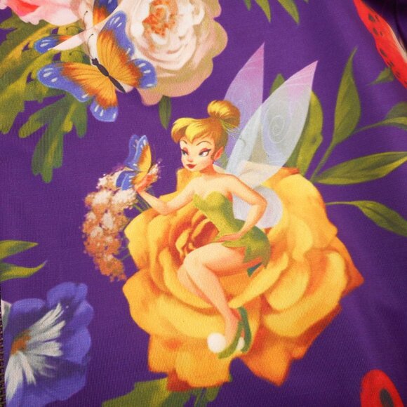 Disney Parks Women's size XL Peplum Jacket Tinker Bell Purple Floral Full Zip - Picture 8 of 11